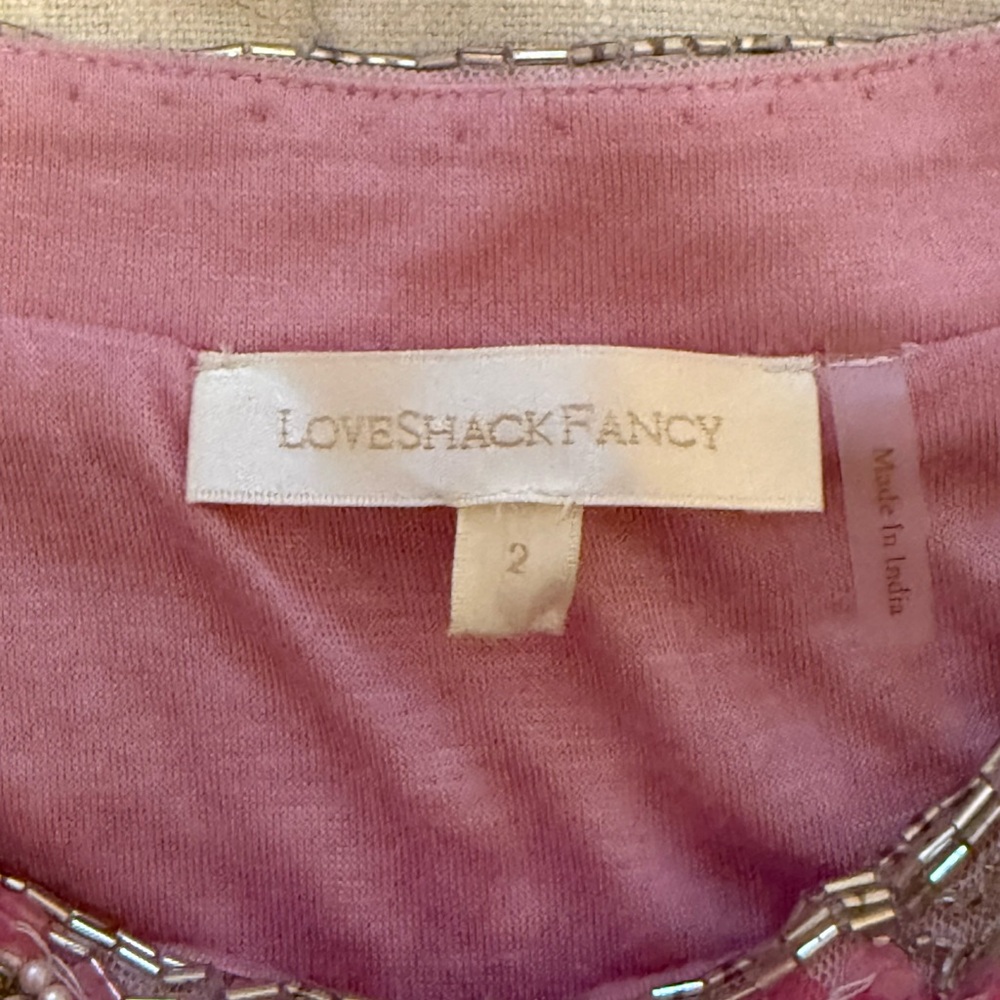 LoveShackFancy Pink Sequin Beaded Mini Skirt - Picture 2 of 4